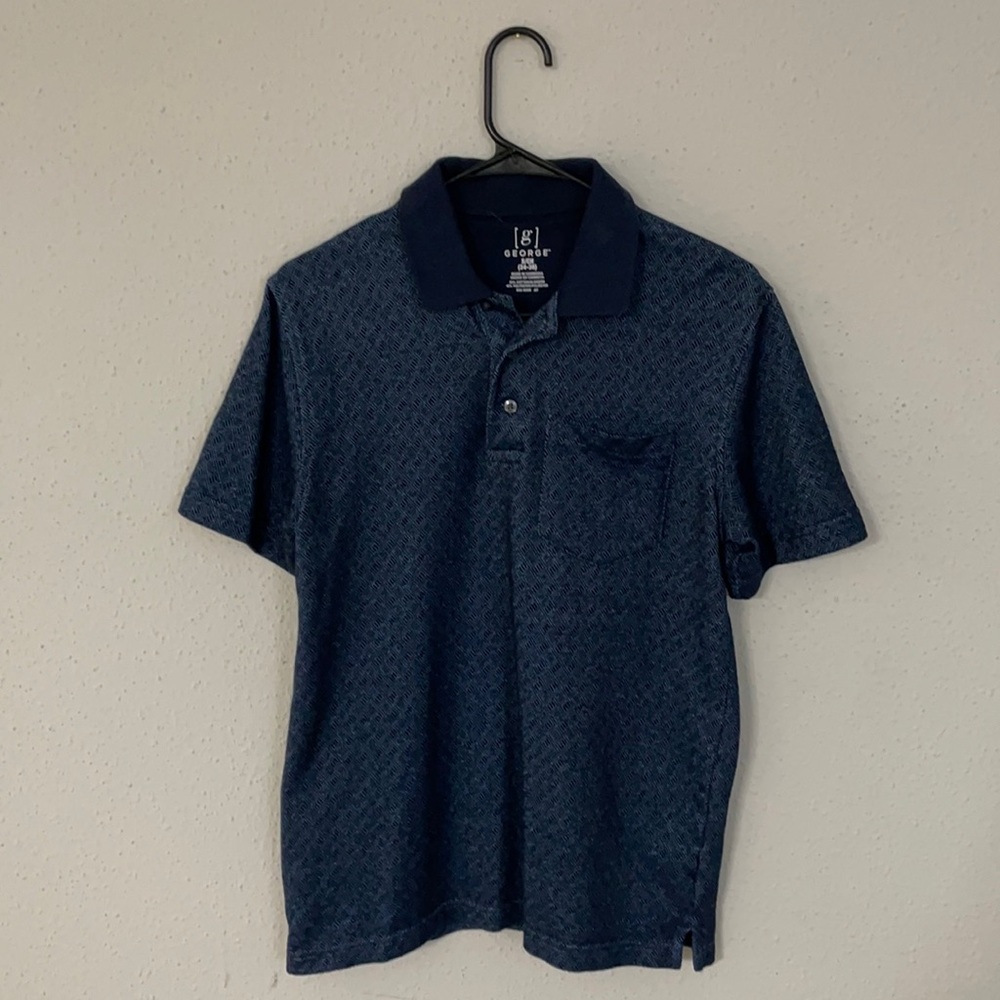 Navy patterned polo shirt